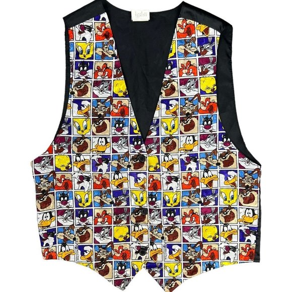 VINTAGE Looney Tunes V-Neck Vest One Size - Picture 1 of 10